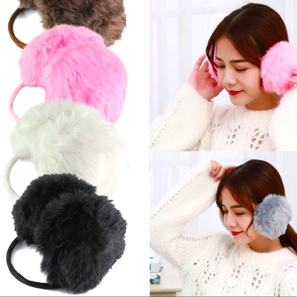 NWT Fluffy Ear Muff Faux Fur Behind Neck No Hair Mess Warmers - Picture 2 of 16